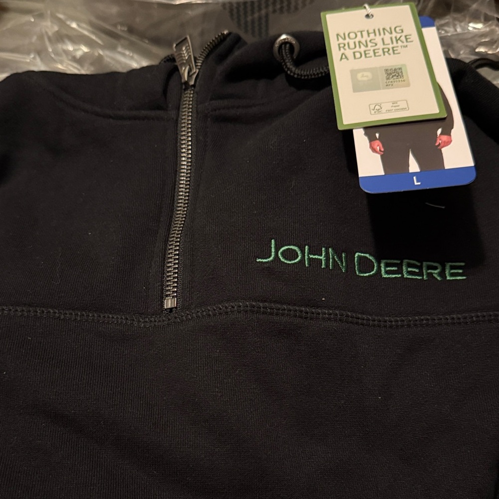 John Deere Men's Black Zip-Up Hoodie